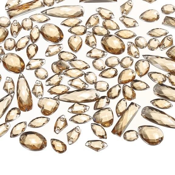 Uxcell Sew on Rhinestones Flatback Crystal Acrylic Gems Diamante for DIY Crafts Dress Clothes Shoes Bag Decorations - Mixed Shape (200Pcs, Champagne)