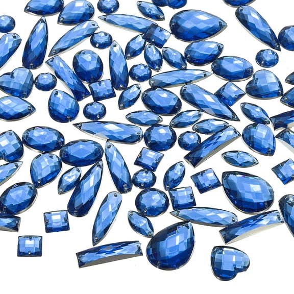 Uxcell Sew on Rhinestones Flatback Crystal Acrylic Gems Diamante for DIY Crafts Dress Clothes Shoes Bag Decorations - Mixed Shape (200Pcs, Navy Blue)