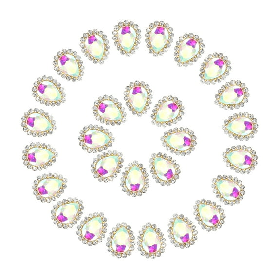 Uxcell Sew on Rhinestones Tear Drop Crystal Rhinestones Pointback Stone Metal Flatback AB Color