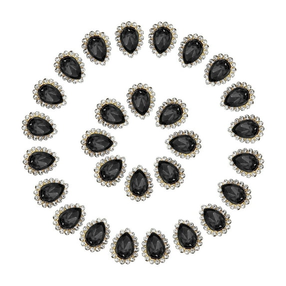 Uxcell Sew on Rhinestones Tear Drop Crystal Rhinestones Pointback Stone Metal Flatback Black