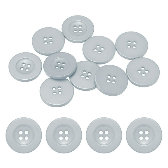Uxcell Sewing Buttons [10pcs] - 1.2 Inch/ 30mm 48L Resin Round Flat 4-Hole Craft Replacement Buttons for Coats & Sewing Clothing & DIY - [Grey]