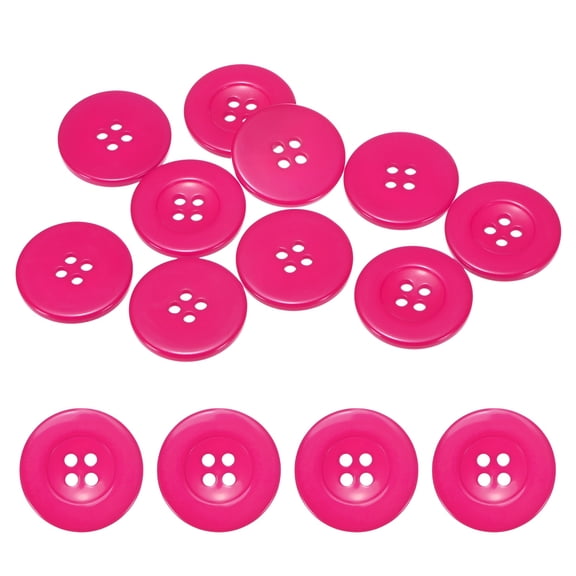 Uxcell Sewing Buttons [10pcs] - 1.2 Inch/ 30mm 48L Resin Round Flat 4-Hole Craft Replacement Buttons for Coats & Sewing Clothing & DIY - [Rose Red]