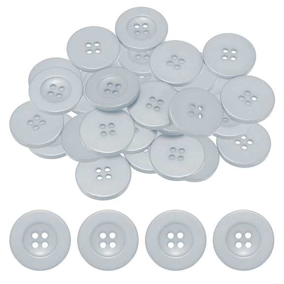 Uxcell Sewing Buttons [50pcs] - 1.2 Inch/ 30mm 48L Resin Round Flat 4-Hole Craft Replacement Buttons for Coats & Sewing Clothing & DIY - [Grey]