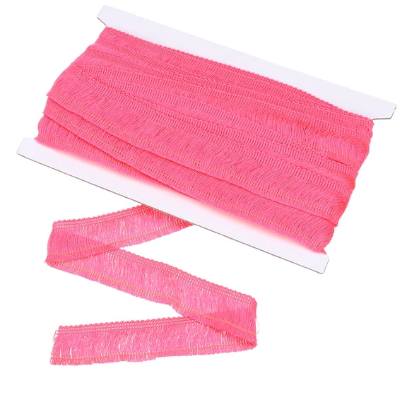 Uxcell Sewing Fringe Trim, 14 Yards 1 Inch Tassel Trim Polyester Fringe Tassel Lace Trim Ribbon for Clothes Accessories DIY Sewing Crafts Decoration, Bright Pink