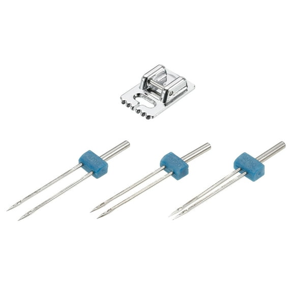Uxcell Sewing Machine Twin Needle Double Stretch with 5 Groove Pintuck Presser Foot ,1 Set(Pack of 4)