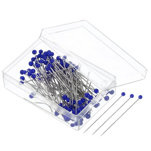 Uxcell Steel Wire Sewing Pins 1.46 inch Pearlized Ball Head Pins Straight Pin for Fabric Decorative Dark Blue 400Pcs