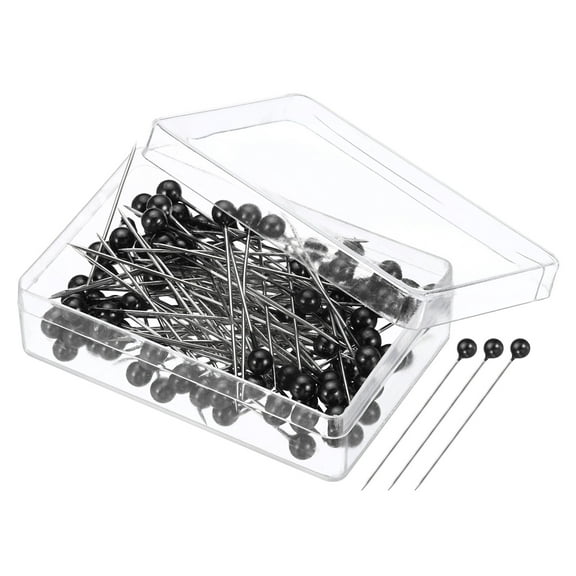 Uxcell Sewing Pins, 1.5 inch Straight Pin with Plastic Pearlized Ball Head, Black,100 pack