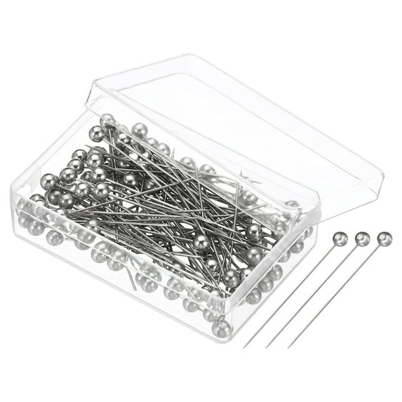 Uxcell Sewing Pins, 1.5 Inch Straight Pin with Plastic Pearlized Ball Head, Silver,100Pack