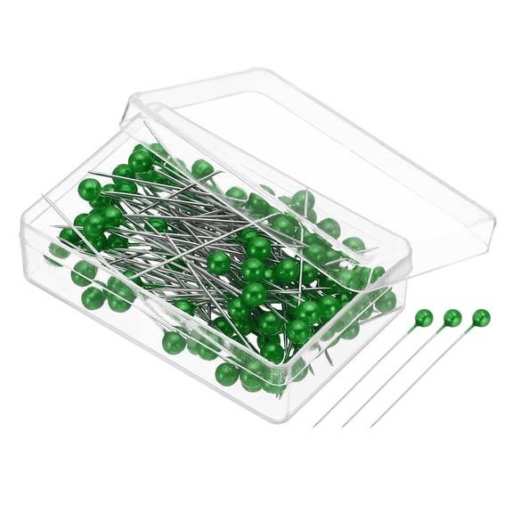Uxcell Sewing Pins, 1.5" Straight Pin with Plastic Pearlized Ball Head, Dark Green 500Pcs
