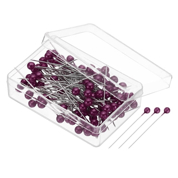 Uxcell Sewing Pins, 1.5" Straight Pin with Plastic Pearlized Ball Head, Dark Red 500 Pcs