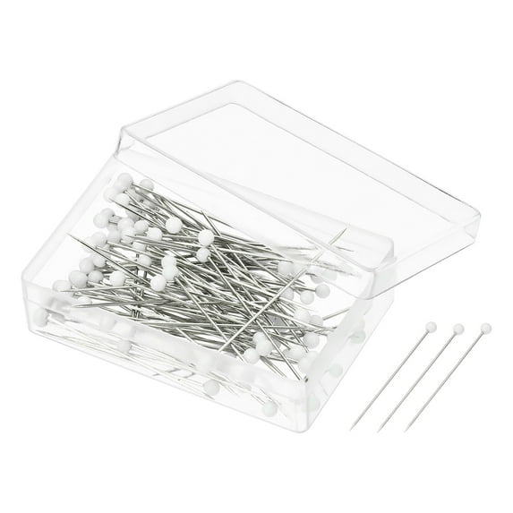 Uxcell Sewing Pins Ball Glass Head Quilting Pin for Dressmaker, White 100 Set