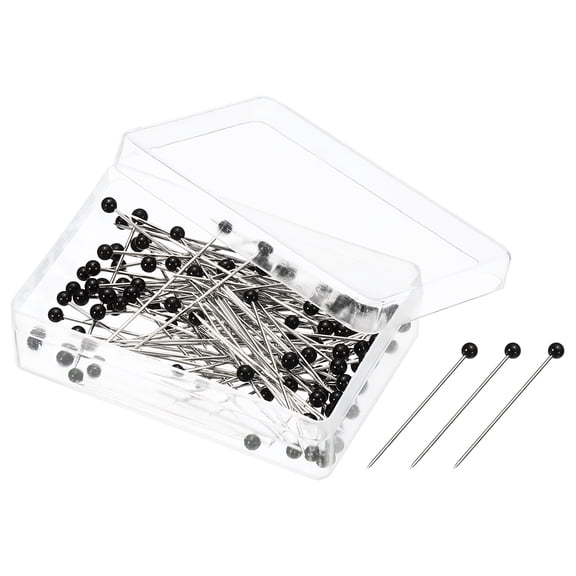 Uxcell Sewing Pins Ball Glass Head Straight Quilting Pin for Sewing, Black 3 Set