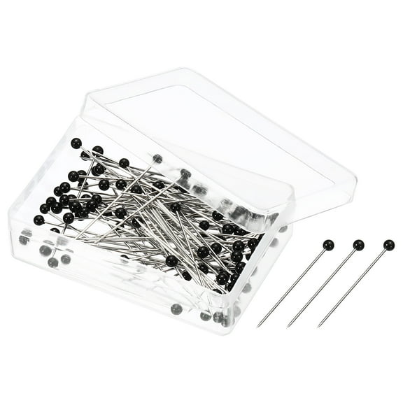 Uxcell Sewing Pins Ball Glass Head Straight Quilting Pin for Sewing, Black 5 Set