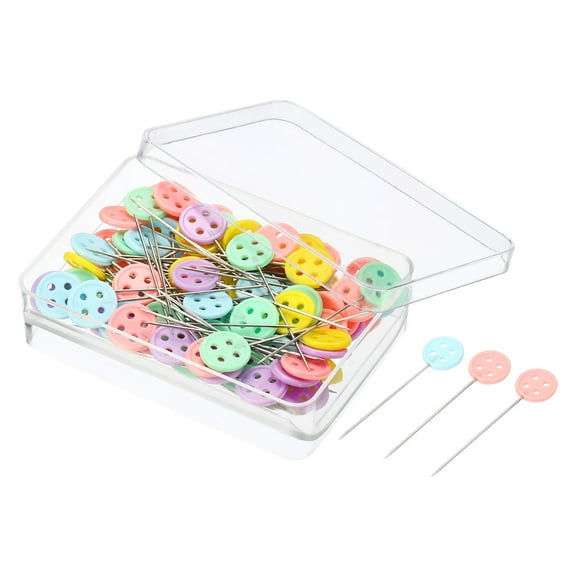 Uxcell Sewing Pins Flat Button Head Straight Quilting Pin, Multicolor 100 Pack
