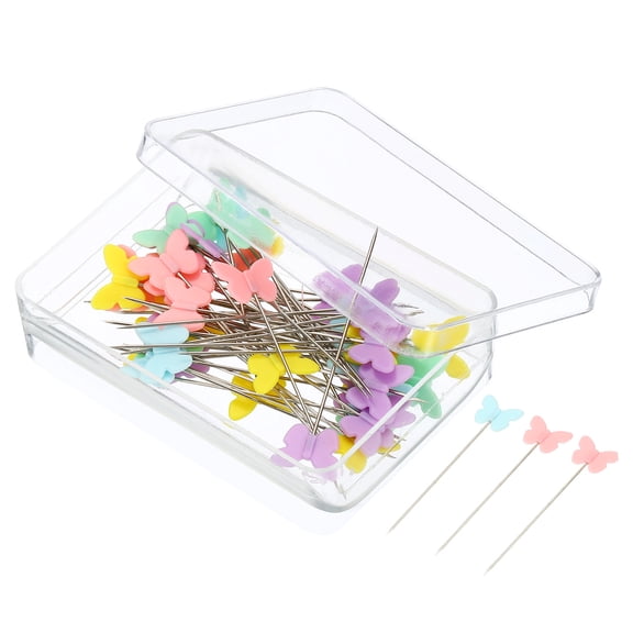 Uxcell Sewing Pins, Straight Pin with Flat Butterfly Head, Multicolor, 50Pack