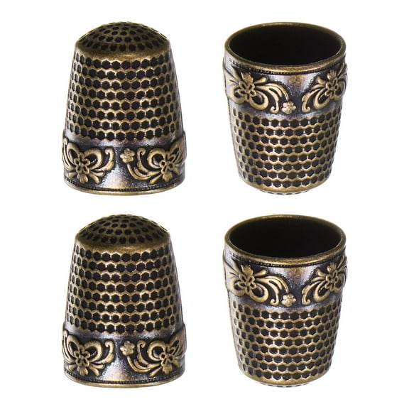 Uxcell Sewing Thimble Copper Sewing Thimble Finger Protector, Bronze 4 Pack