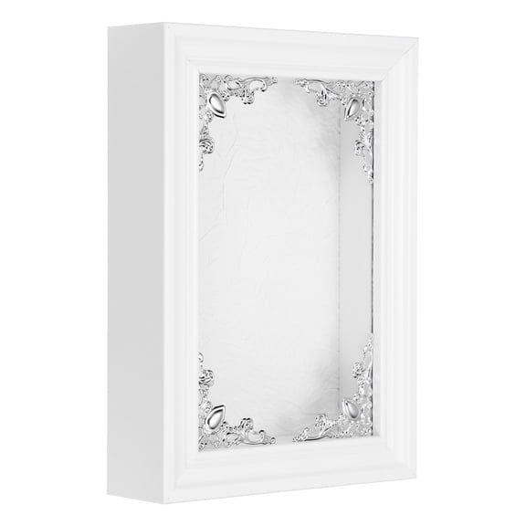 Uxcell Shadow Box Frame, 5.9 x 3.9 Inch Wooden Display Case with Clear Glass Cover Shadow Box Picture Frame Display Case for Photo Memorabilia Ticket Dried Flower Art Craft White