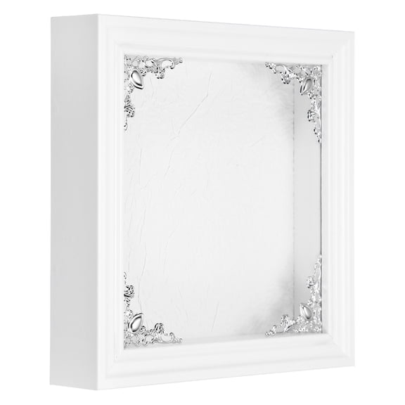 Uxcell Shadow Box Frame, 6 x 6 Inch Wooden Display Case with Clear Glass Cover Shadow Box Picture Frame Display Case for Photo Memorabilia Ticket Dried Flower Art Craft White