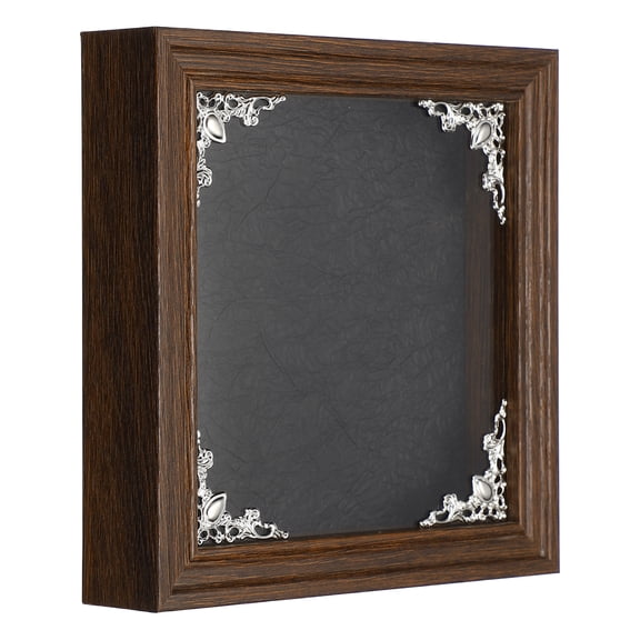 Uxcell Shadow Box Frame, 6 x 6 Inch Wooden Display Case with Clear Glass Cover Shadow Box Picture Frame Display Case for Photo Memorabilia Ticket Dried Flower Art Craft Brown