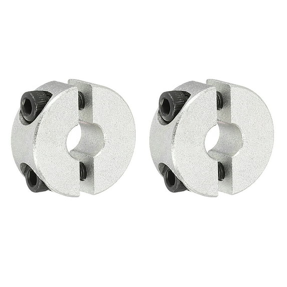 Uxcell Shaft Collar 0.24 Inch Bore Double Split Aluminum Clamping Collar Shaft Collars with Set Screw Silver Tone 2 Pack