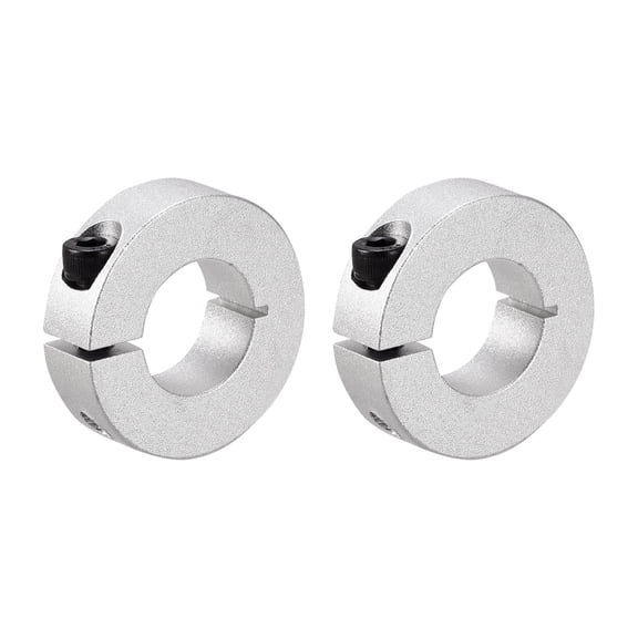 Uxcell Shaft Collar 1" Single Split Aluminum Clamping Collar Shaft Collars with Set Screw Silver Tone 2 Pack