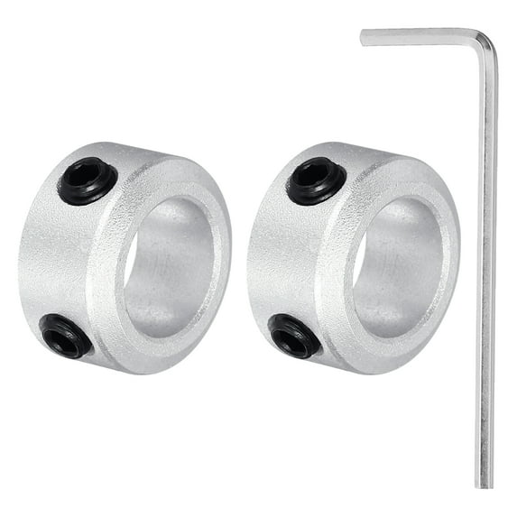 Uxcell Shaft Collar 10mm/ 3/8 Inch Bore Aluminum Set Screw Style Clamping Collars Hexagon Wrench Silver 2Pcs
