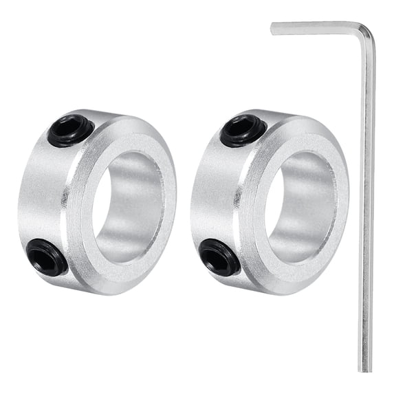 Uxcell Shaft Collar 12mm/ 1/2 Inch Bore Aluminum Set Screw Style Clamping Collars Hexagon Wrench Silver 2Pcs