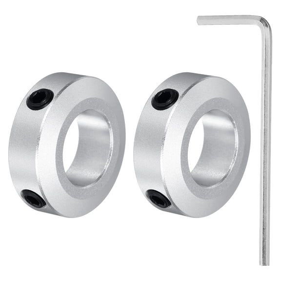 Uxcell Shaft Collar 17mm/ 11/16 Inch Bore Aluminum Set Screw Style Clamping Collars Hexagon Wrench Silver 2Pcs