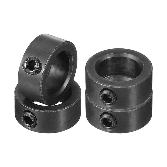 Uxcell Shaft Collar, Carbon Steel Zinc Plated Landing Gear Stopper Wheel Collar with M4 Set Screws 1/2"x3/4"x5/16" Black