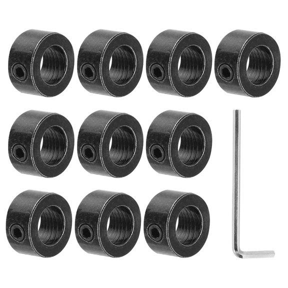 Uxcell Shaft Collar ID 5/16" Bore Carbon Steel Clamping Collar with M4 Screws and Wrench for CNC Parts Black 10Pcs