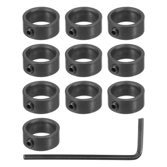 Uxcell Shaft Collars, Carbon Steel Zinc Plated Landing Gear Stopper Wheels Collar with M4 Set Screws 5/8"x7/8"x5/16" Black