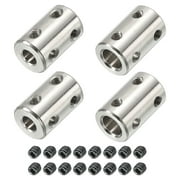 Uxcell Shaft Coupler Connector L22 x D14 6mm to 8mm Bore Stainless Steel Rigid Coupling w Screw Silver 4Pack