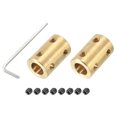 thumbnail image 1 of Uxcell Shaft Coupler Connector L22 x D14 8mm to 8mm Bore Brass Rigid Coupling w Screw,Wrench Gold 2Pack, 1 of 6