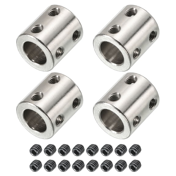Uxcell Shaft Coupler Connector L22 x D20 12mm to 12mm Bore Stainless Steel Rigid Coupling w Screw Silver 4Pack