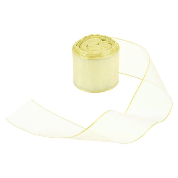 Uxcell Sheer Organza Ribbon, Sparkly Gifts Wrap Ribbons for Wedding Party Cake Flower Lemon Yellow