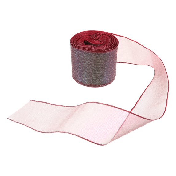 Uxcell Sheer Organza Ribbon, Sparkly Gifts Wrap Ribbons for Wedding Party Cake Flower Wine Red