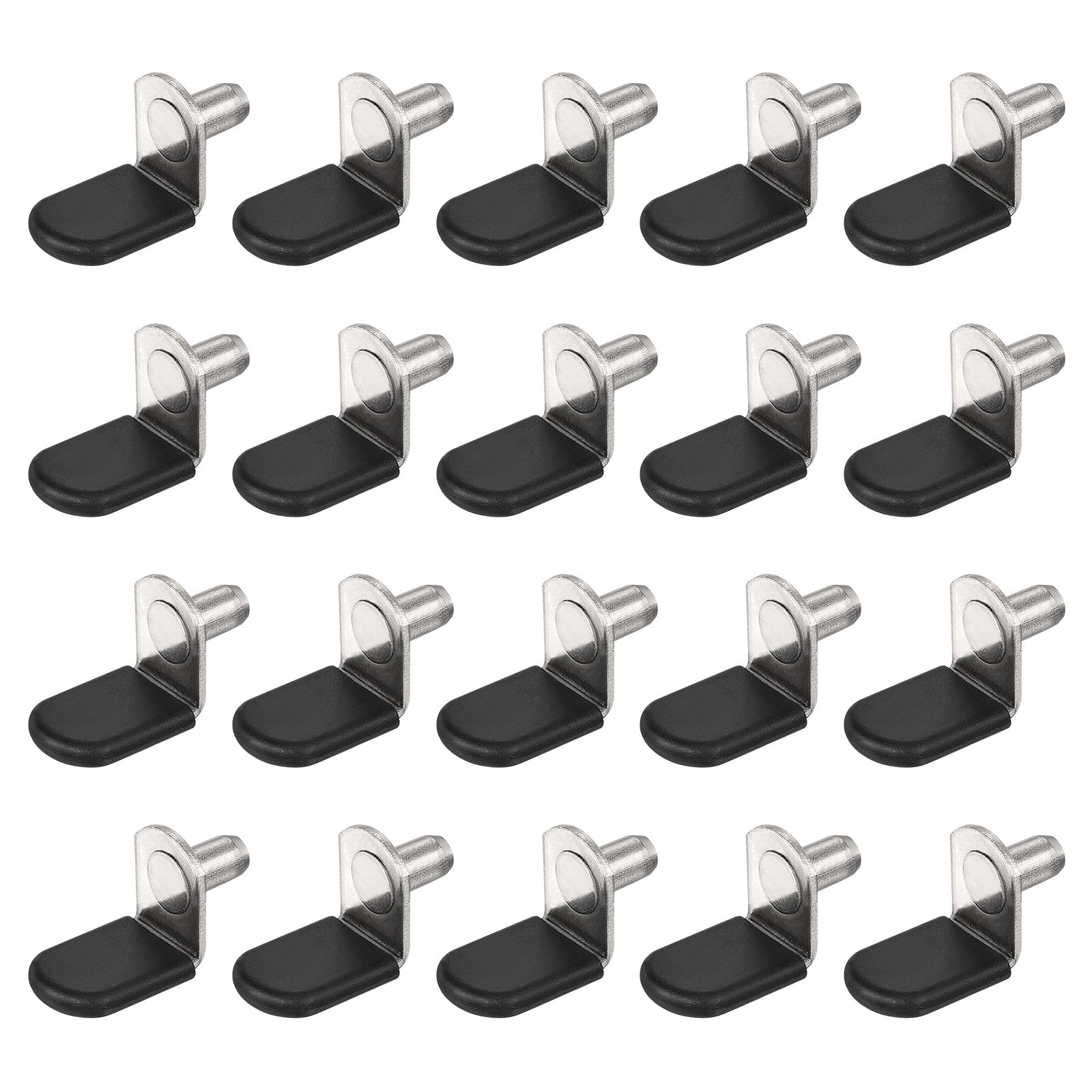Shelf Support Pegs, 60pcs 6mm(1/4") L-Shaped Support Bracket Pegs Shelf Pin with Rubber Sleeve for Furniture Shelves Supplies, Silver Tone