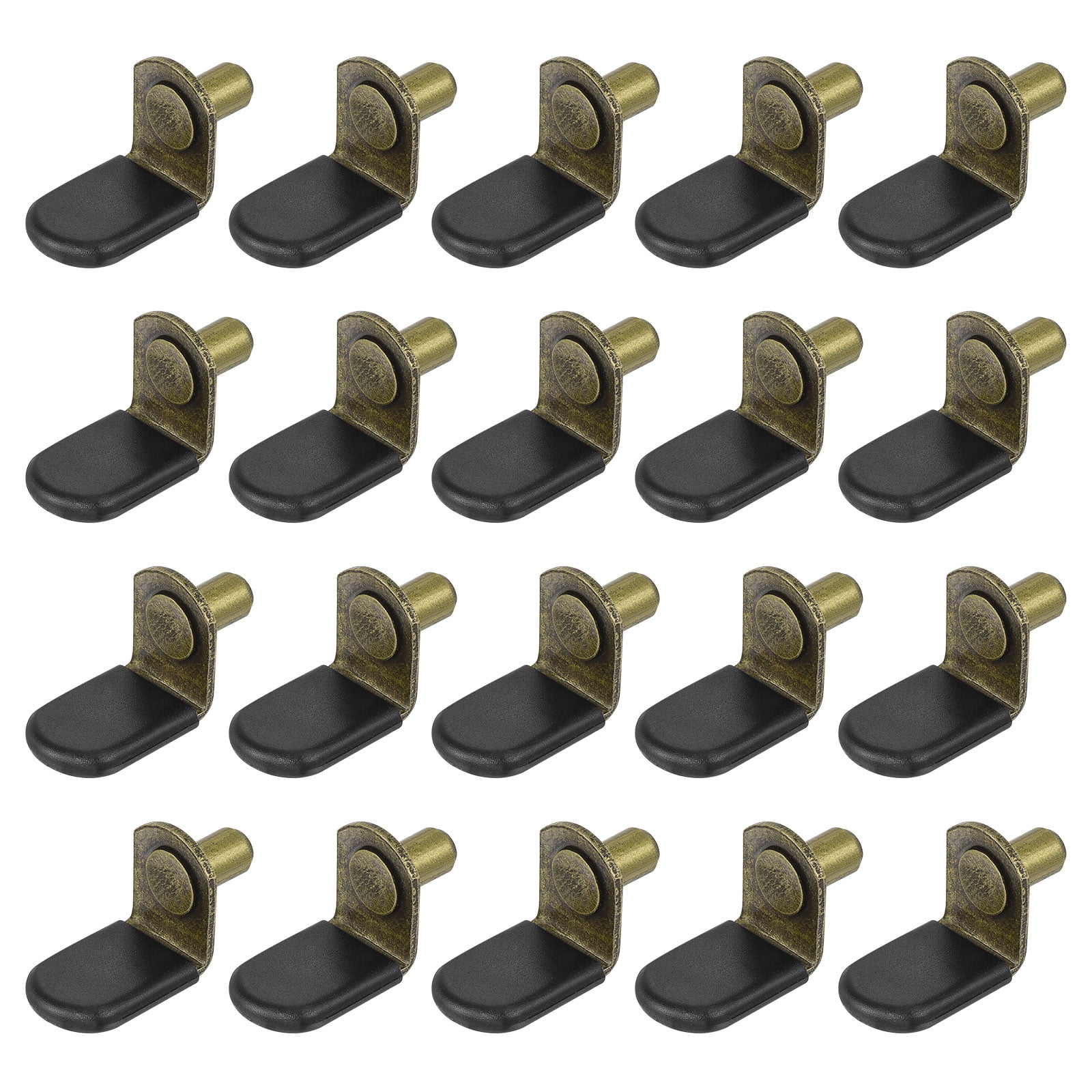 Shelf Support Pegs, 60pcs 6mm(1/4") L-Shaped Support Bracket Pegs Shelf Pin with Rubber Sleeve for Furniture Shelves Supplies, Bronze Tone