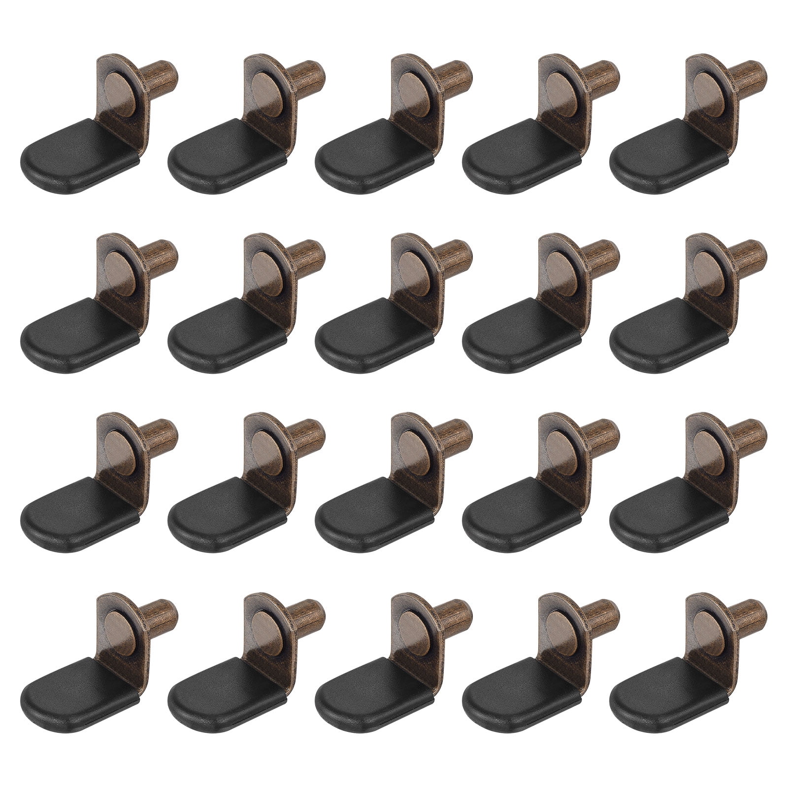 Shelf Support Pegs, 60pcs 6mm(1/4") L-Shaped Support Bracket Pegs Shelf Pin with Rubber Sleeve for Furniture Shelves Supplies, Copper Tone