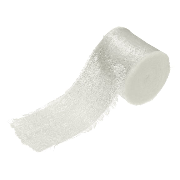 Uxcell Shimmery Chiffon Ribbon, 1 Roll 1.5 inch 15 Yard Metallic Frayed Fringe Ribbon Silk Satin, Beige