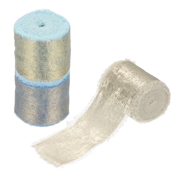 Uxcell Shimmery Chiffon Ribbon, 3 Roll 1.5"x15 Yard Metallic Frayed, Multicolor