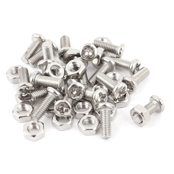 Uxcell Ship Car Model Toy Parts M3 x 8mm Crosshead Screws Hex Nuts 20 Sets