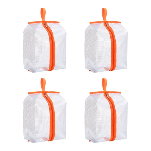 Uxcell Shoe Bags for Travel, Foldable Transparent Shoes Pouch, Orange 4 Pack
