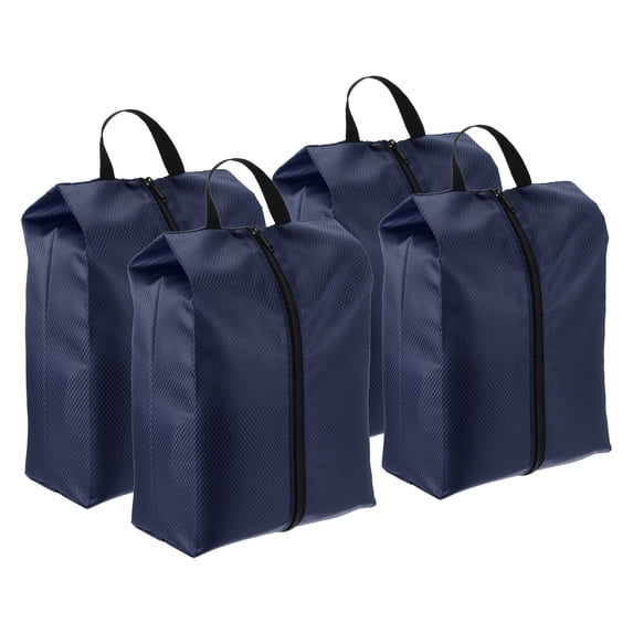 Uxcell Shoe Bags for Travel, Portable Shoe Bag with Zipper for Travel, Navy Blue 4 Pack
