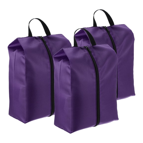 Uxcell Shoe Bags for Travel, Portable Shoe Bag with Zipper for Travel, Purple 3 Pack