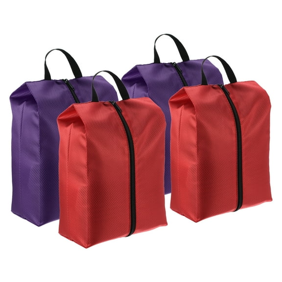 Uxcell Shoe Bags for Travel, Portable Shoe Bag with Zipper for Travel, Red Purple 4 Pack