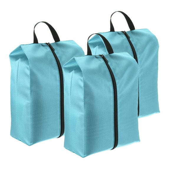 Uxcell Shoe Bags for Travel, Portable Shoe Bag with Zipper for Travel, Sky Blue 3 Pack
