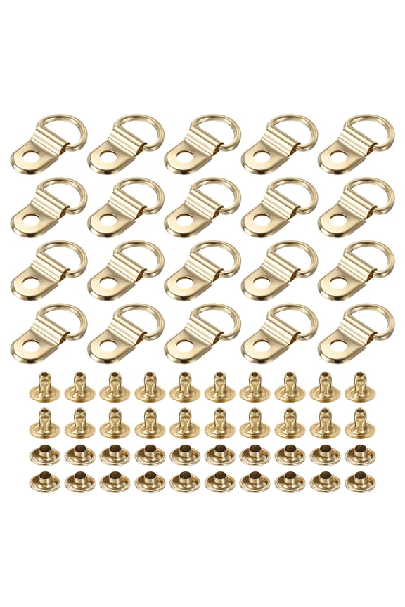 Shoe Boot Lace Hook, 50 Pack Stainless Steel Boot Buckle with Rivets for Climbing Hiking Shoes, Gold Tone