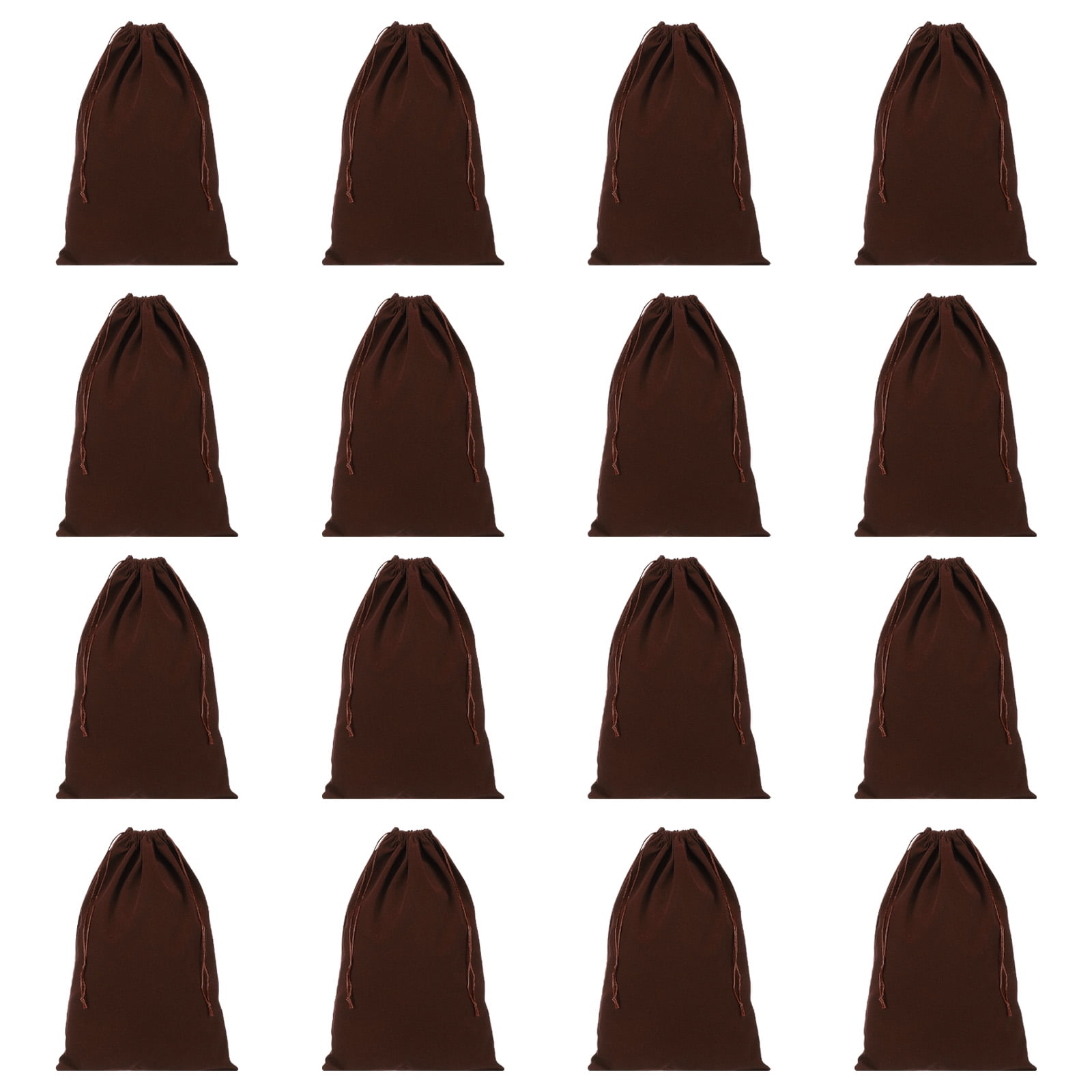 Uxcell Shoe Dust Bag Duster Flannel Double Shoes Pouch with Drawstring Closure Washable Breathable Bags Brown 16 Pack