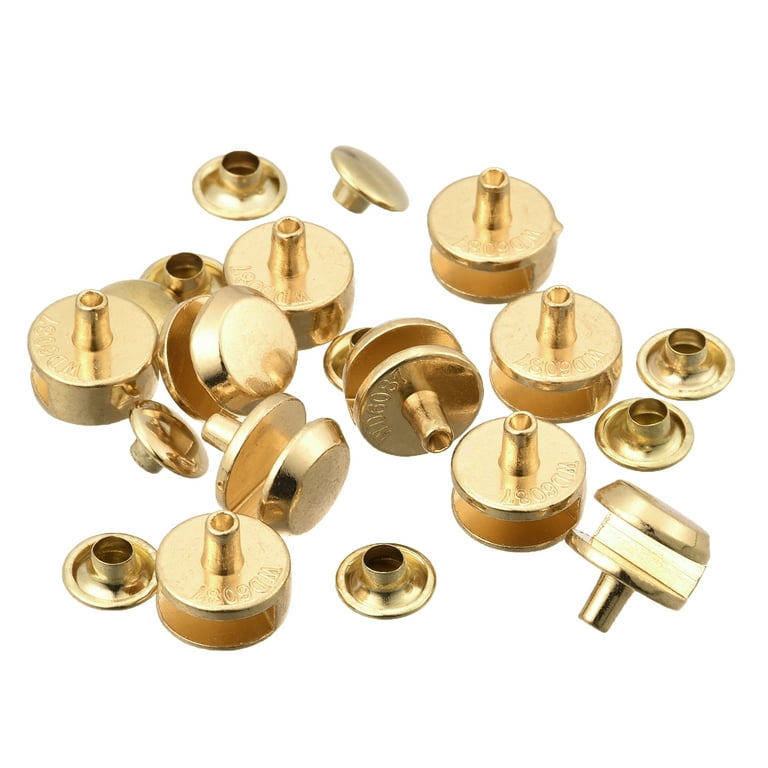 Uxcell Shoe Lace Hooks-11x10.5x10.5mm Alloy Boot Buckle Fitting with Rivet  Gold 20 Sets